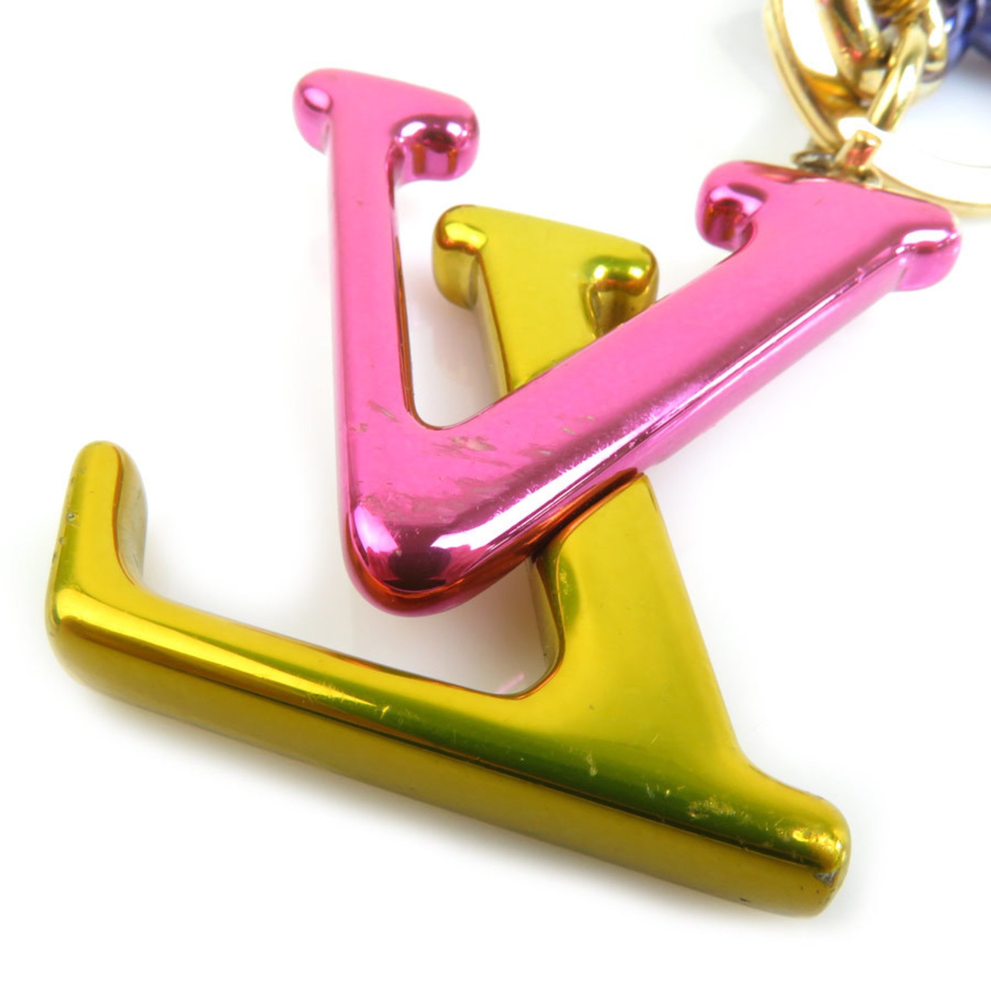 Louis Vuitton LOUIS VUITTON Charm Key Ring Portocle LV New Wave Metal Enamel Gold Multicolor Women's M67808 e58797a