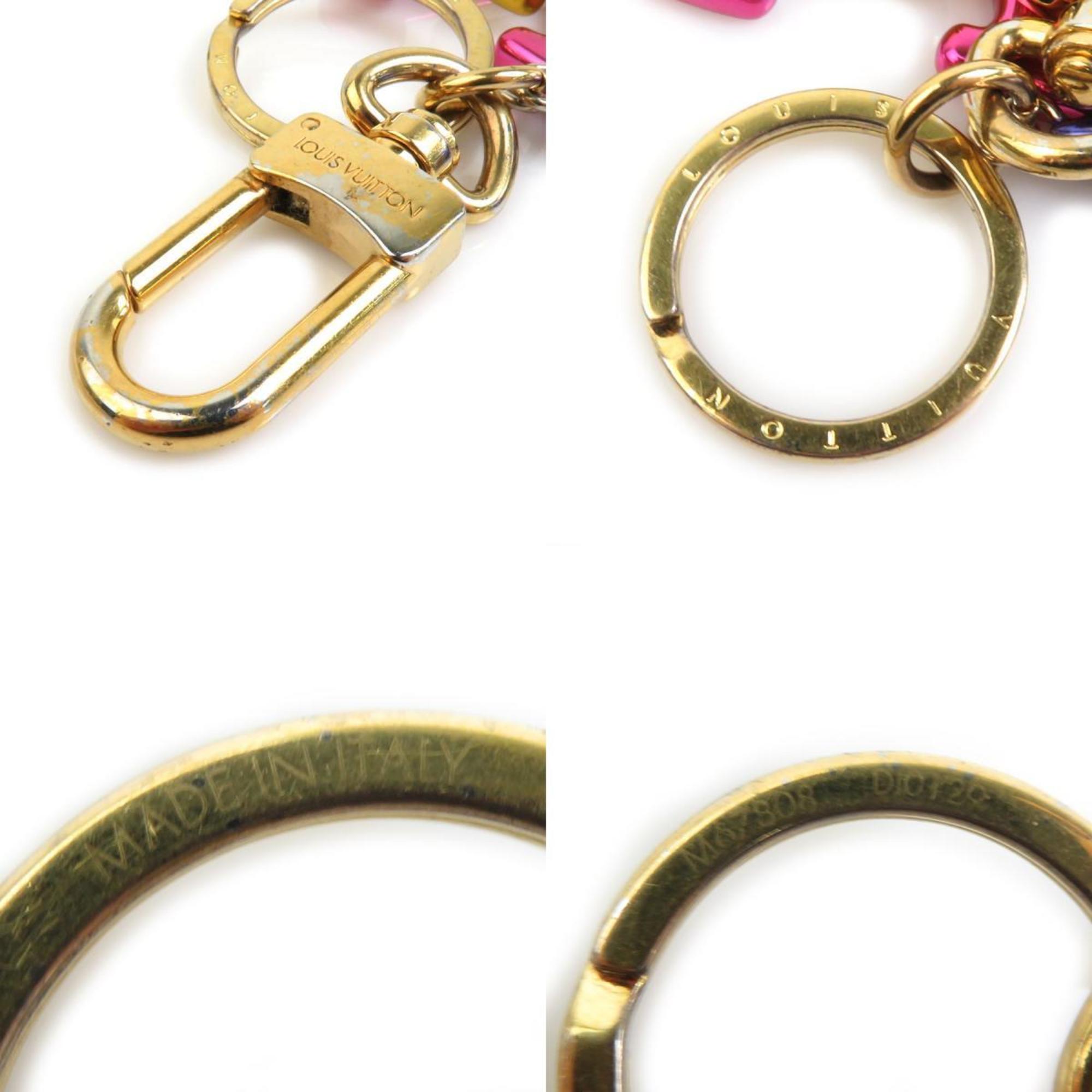 Louis Vuitton LOUIS VUITTON Charm Key Ring Portocle LV New Wave Metal Enamel Gold Multicolor Women's M67808 e58797a