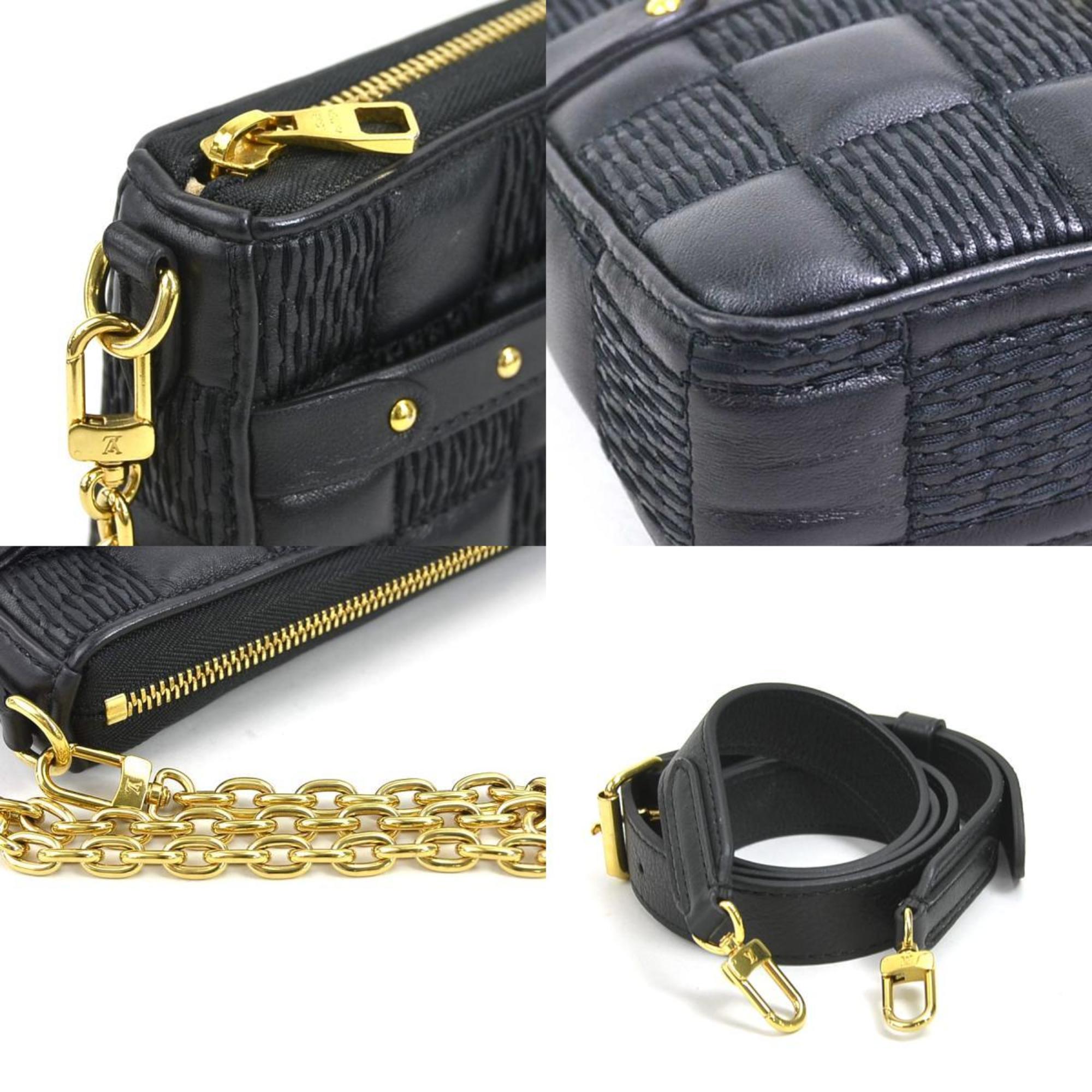 Louis Vuitton LOUIS VUITTON Shoulder Bag Damier Pochette Troca Leather Black Women's M59046 99934f