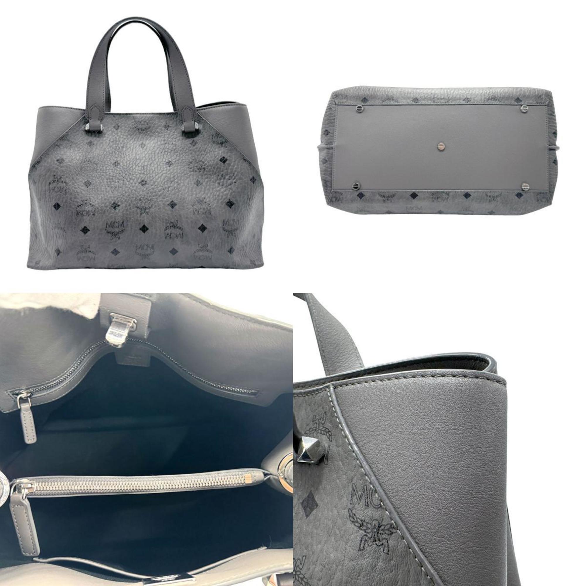 MCM handbag leather grey ladies z1730