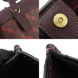 Coach Tote Bag 89143 Horse & Carriage Coated Canvas Leather Bordeaux Red Brown Shoulder Women's COACH