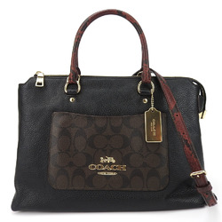 Coach handbag F34280 leather black brown shoulder signature ladies COACH