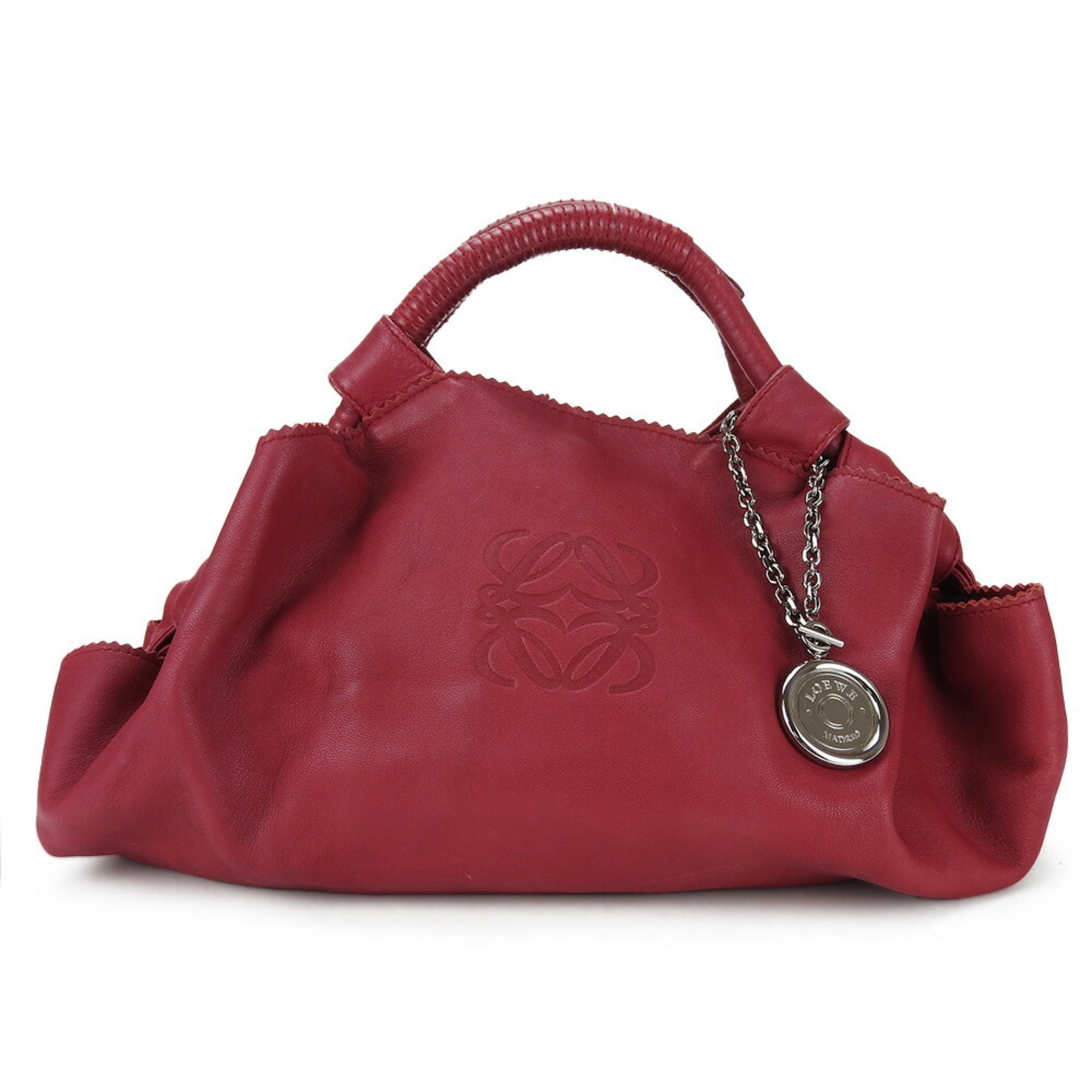 LOEWE Handbag Nappa Aire Leather Wine Red Anagram Charm Women's