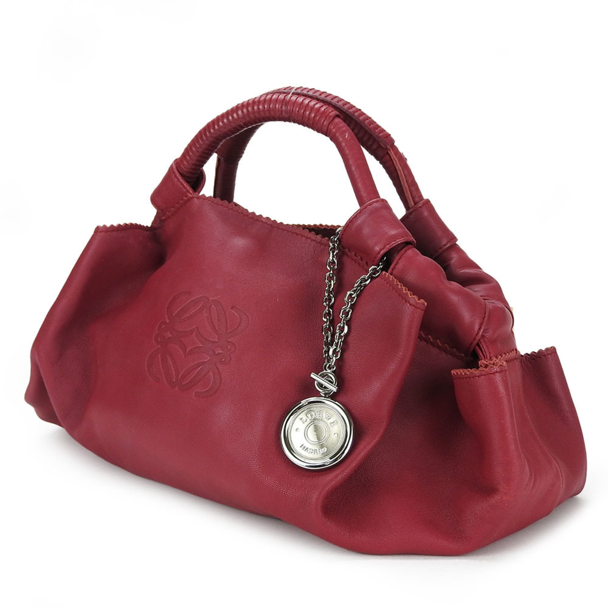 LOEWE Handbag Nappa Aire Leather Wine Red Anagram Charm Women's