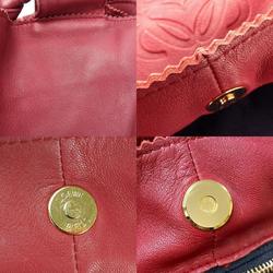 LOEWE Handbag Nappa Aire Leather Wine Red Anagram Charm Women's