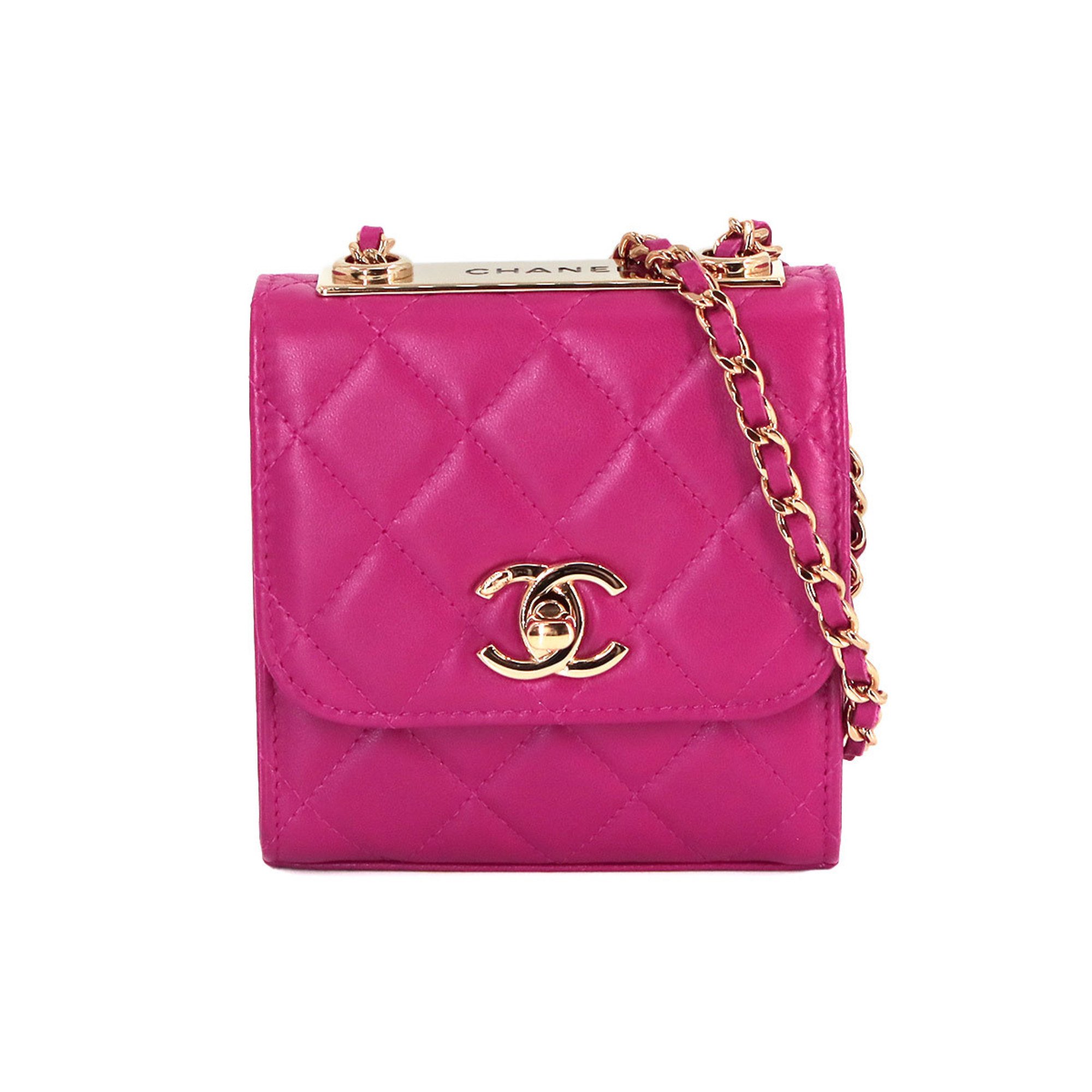 CHANEL Trendy CC Matelasse Chain Shoulder Bag Leather Purple A81633 Gold Hardware