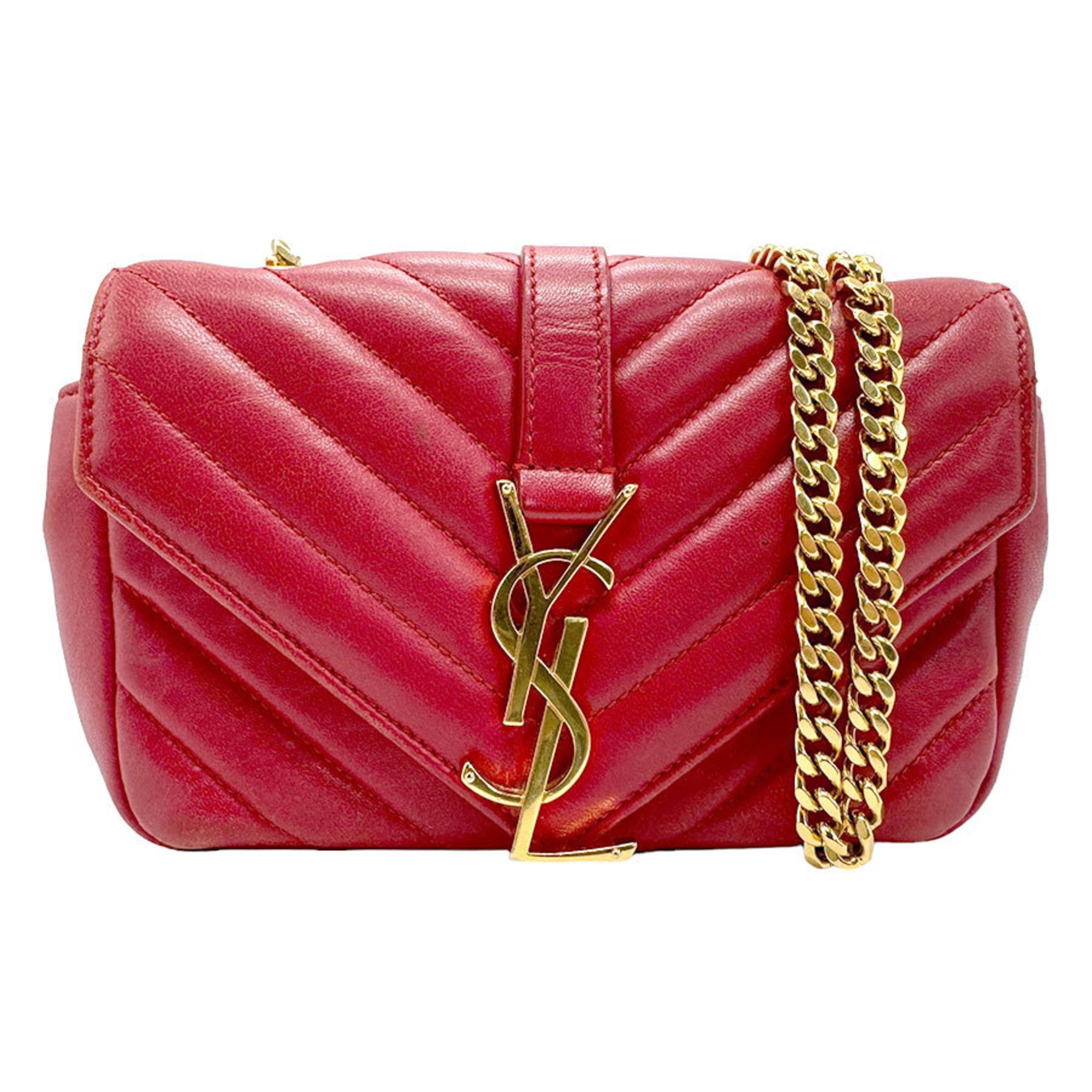 Saint Laurent SAINT LAURENT Shoulder Bag Baby Chai Leather Red 399289 z1652