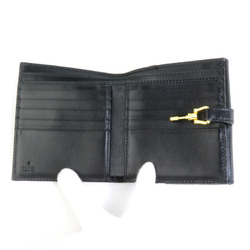 GUCCI Bi-fold Wallet New Jackie Leather Black Gold Women's 658550 e58793a