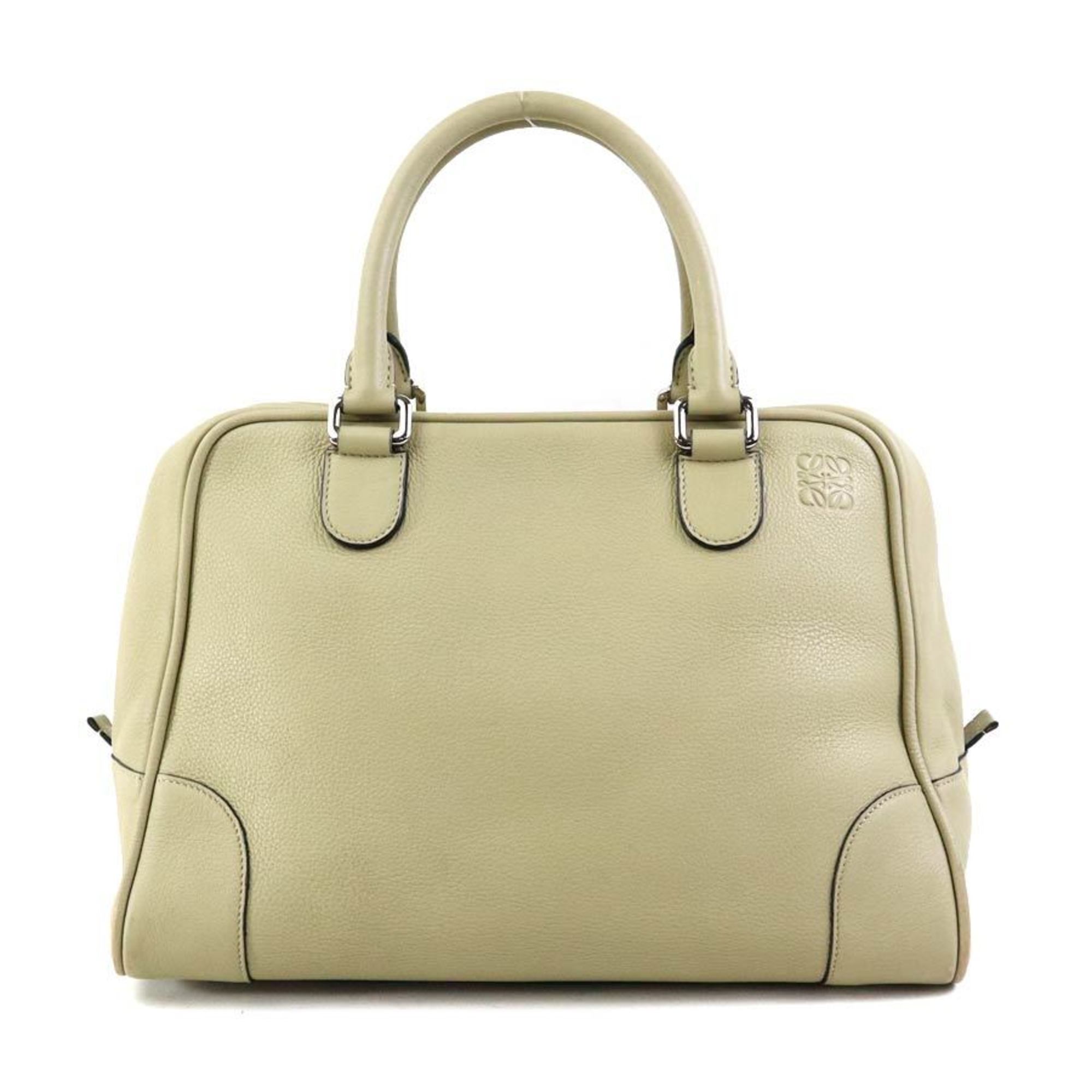 LOEWE Amazona Handbag Leather Light Khaki Beige Silver Women's e58782a