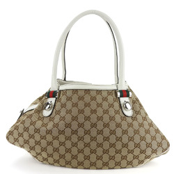 Gucci Tote Bag Matchball 232971 Sherry Line GG Canvas Leather Beige White Women's GUCCI