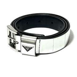 PRADA Men's Belt in Silver Brushed Leather