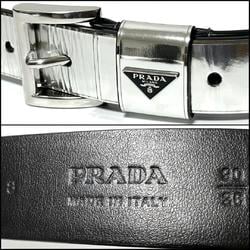 PRADA Men's Belt in Silver Brushed Leather