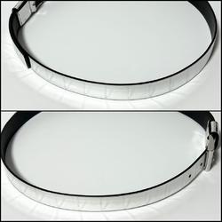 PRADA Men's Belt in Silver Brushed Leather