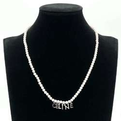CELINE Women's Monochrome Pendant Necklace with Faux Pearls