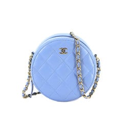 CHANEL Matelasse Classic Chain Shoulder Bag Leather Blue AP0245