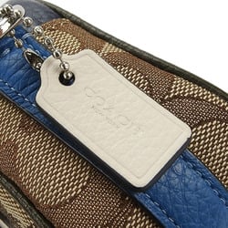 Coach Shoulder Bag 2635 Signature Dempsey Canvas Leather Beige Blue Khaki Camera Pochette Women's COACH