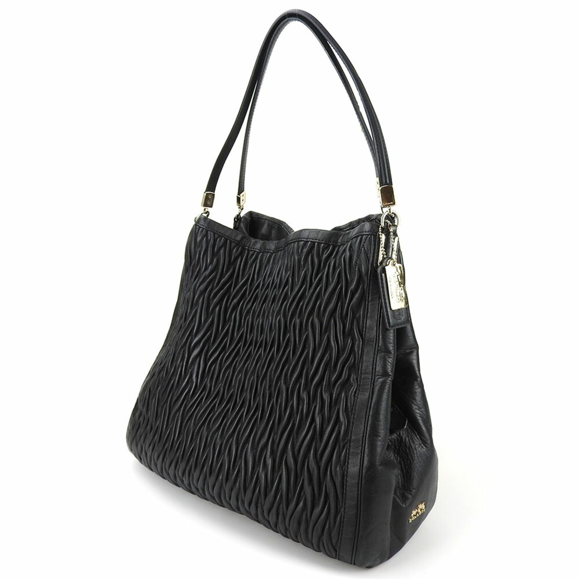 Coach Tote Bag Madison Gathered Twist 25627 Leather Black Chic Women's COACH