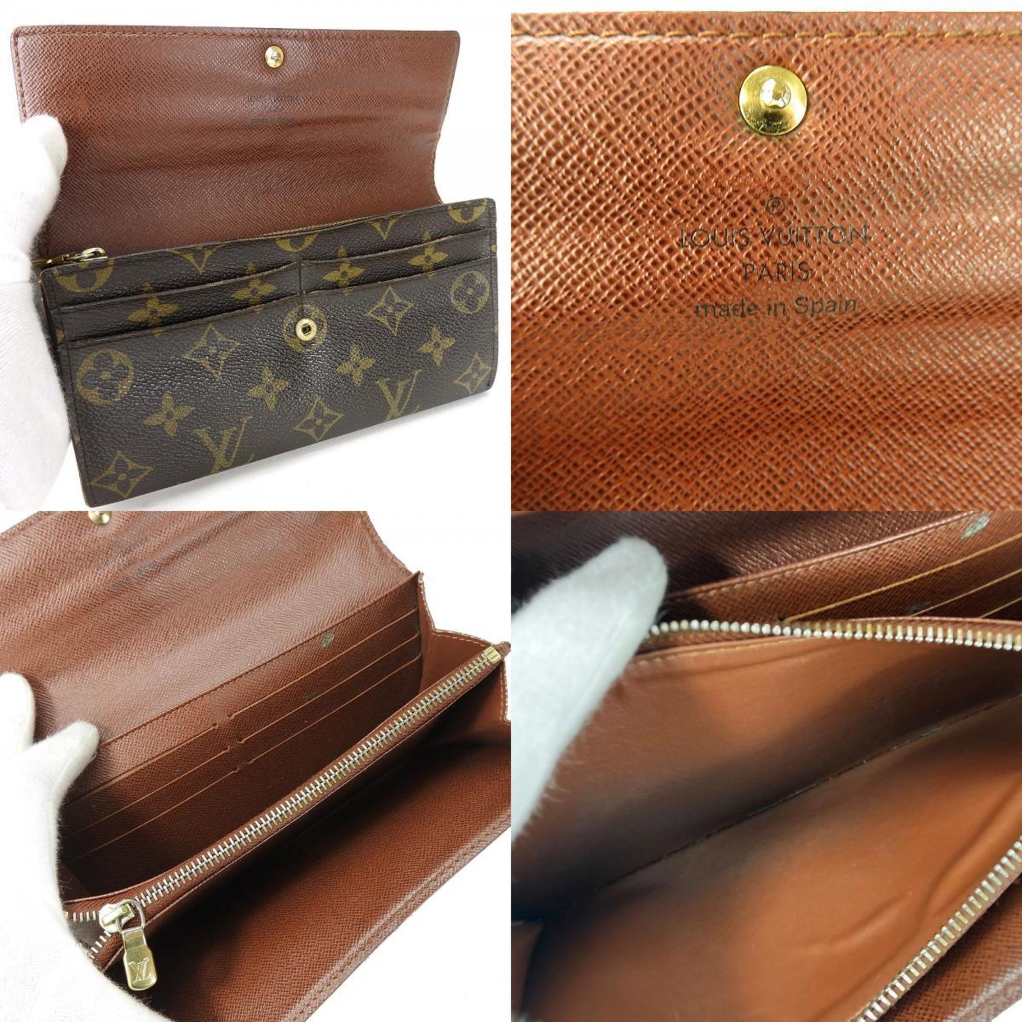 Louis Vuitton Long Wallet Portefeuille Sarah M61734 Monogram Brown Bi-fold Women's LOUIS VUITTON