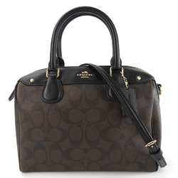 Coach Handbag Bennett Satchel F58312 Signature Leather Brown Black Shoulder Women's COACH