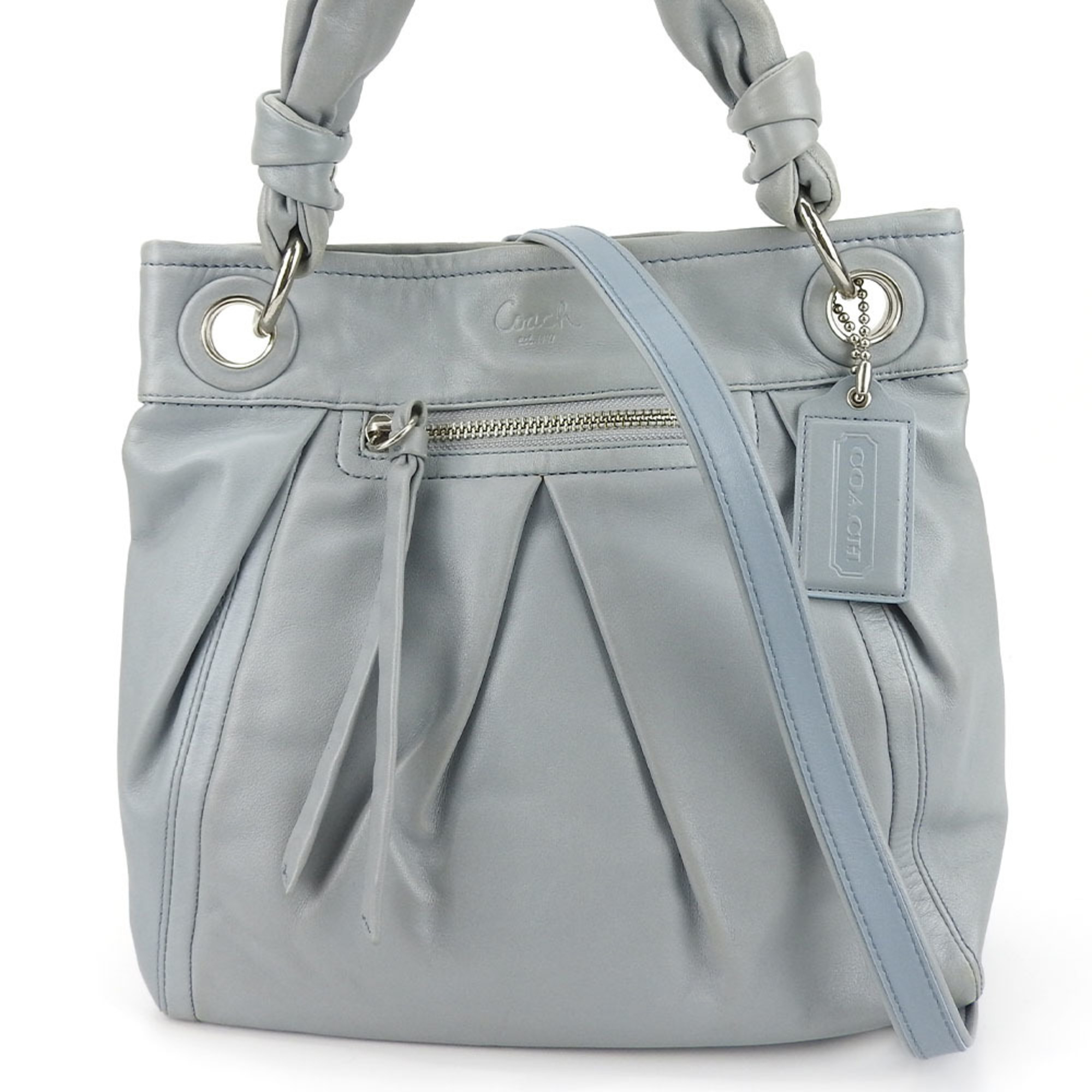 Coach handbag 13416 leather blue-gray dull color shoulder bag for women COACH