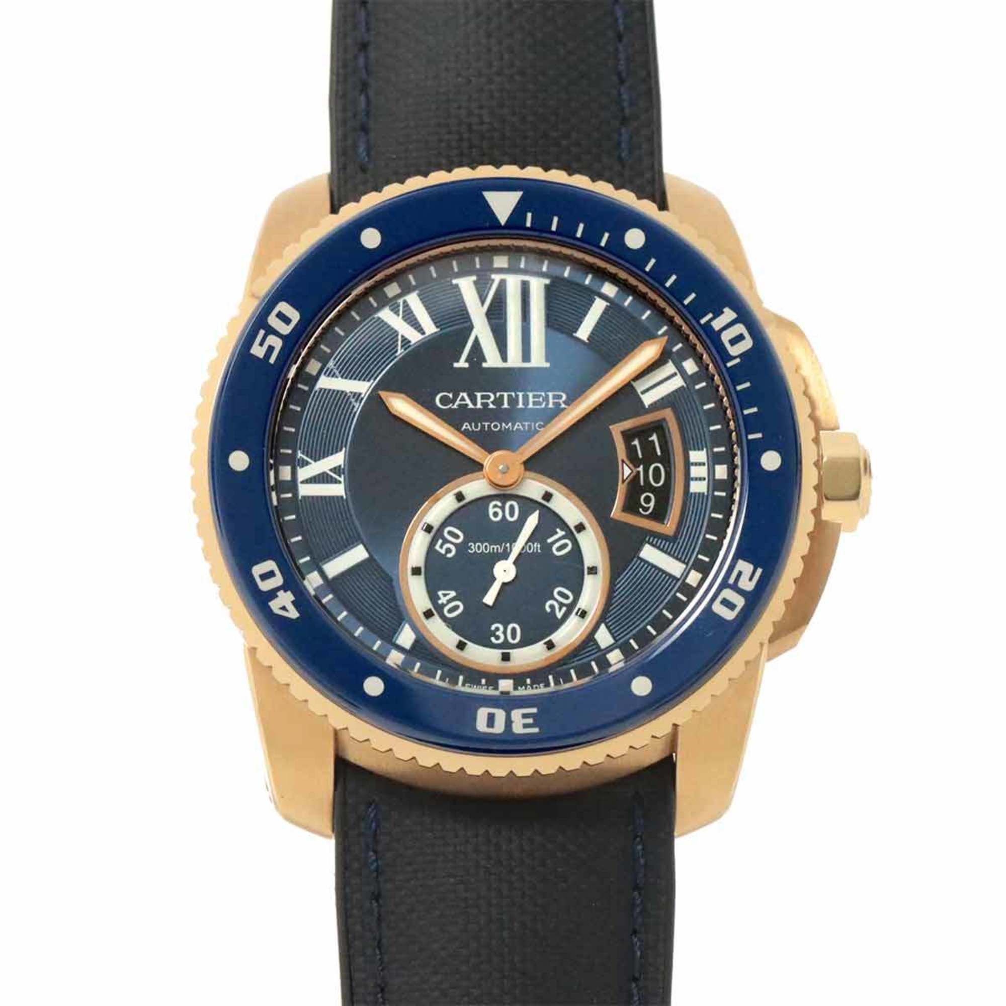 Cartier Calibre de Diver WGCA0009 Men's Watch Date Blue K18PG Automatic