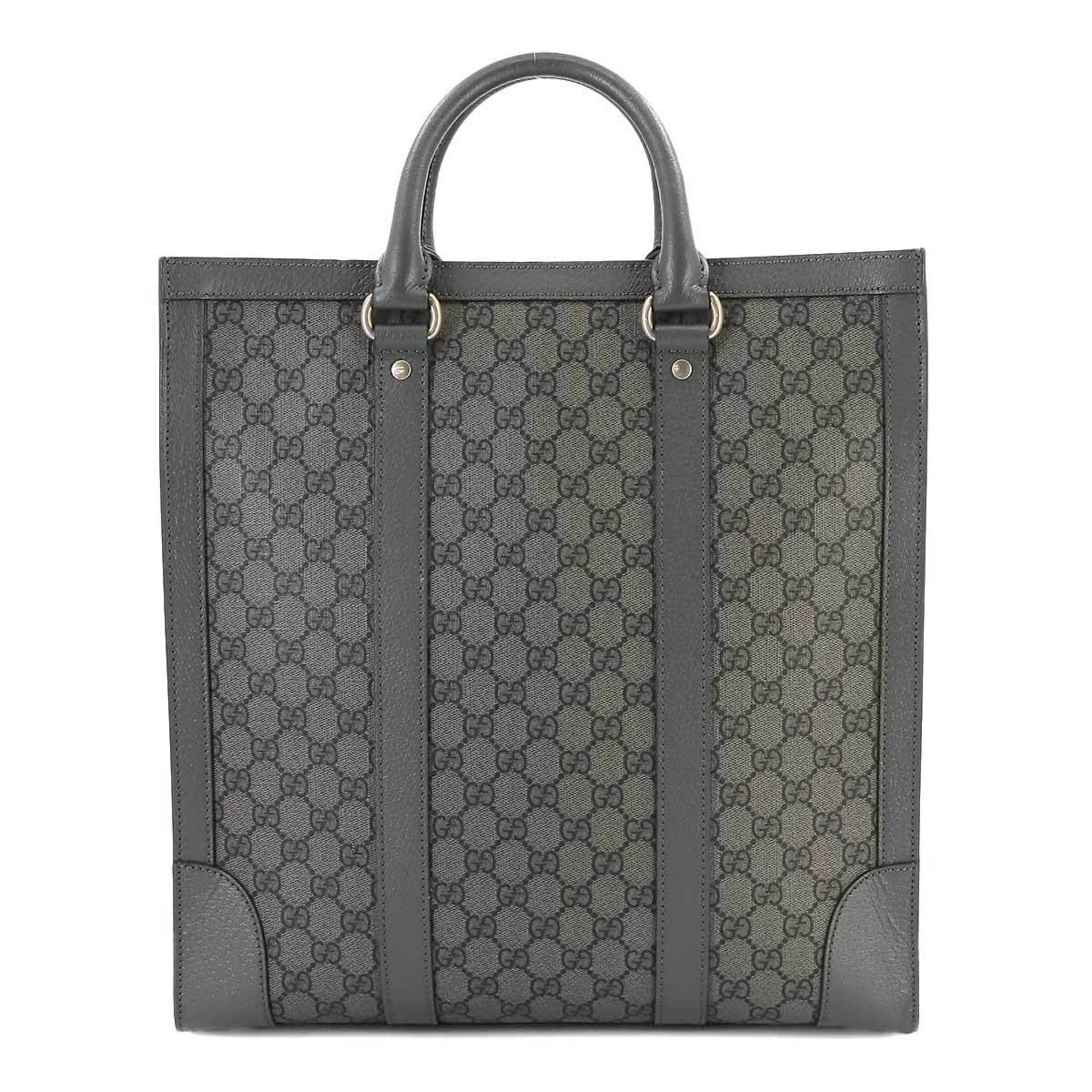 GUCCI Ophidia GG Supreme Medium Tote Bag 2-way Shoulder Leather Grey Black 731793