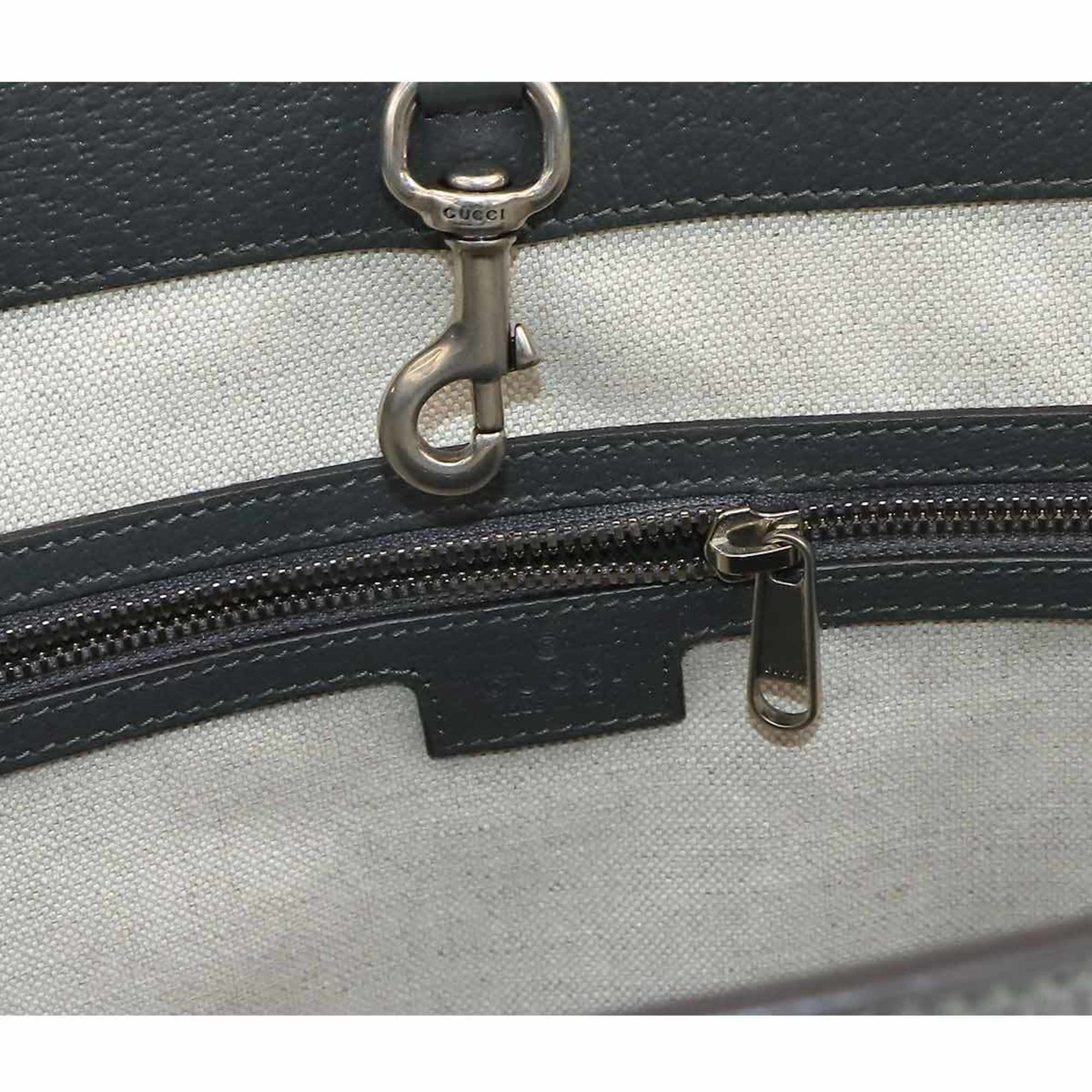 GUCCI Ophidia GG Supreme Medium Tote Bag 2-way Shoulder Leather Grey Black 731793