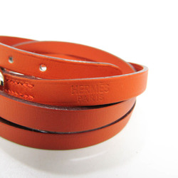 Hermes Hapi Choker Leather,Metal Bangle Orange,Silver