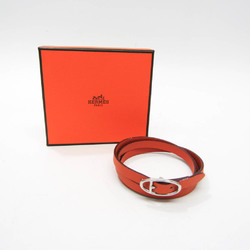 Hermes Hapi Choker Leather,Metal Bangle Orange,Silver