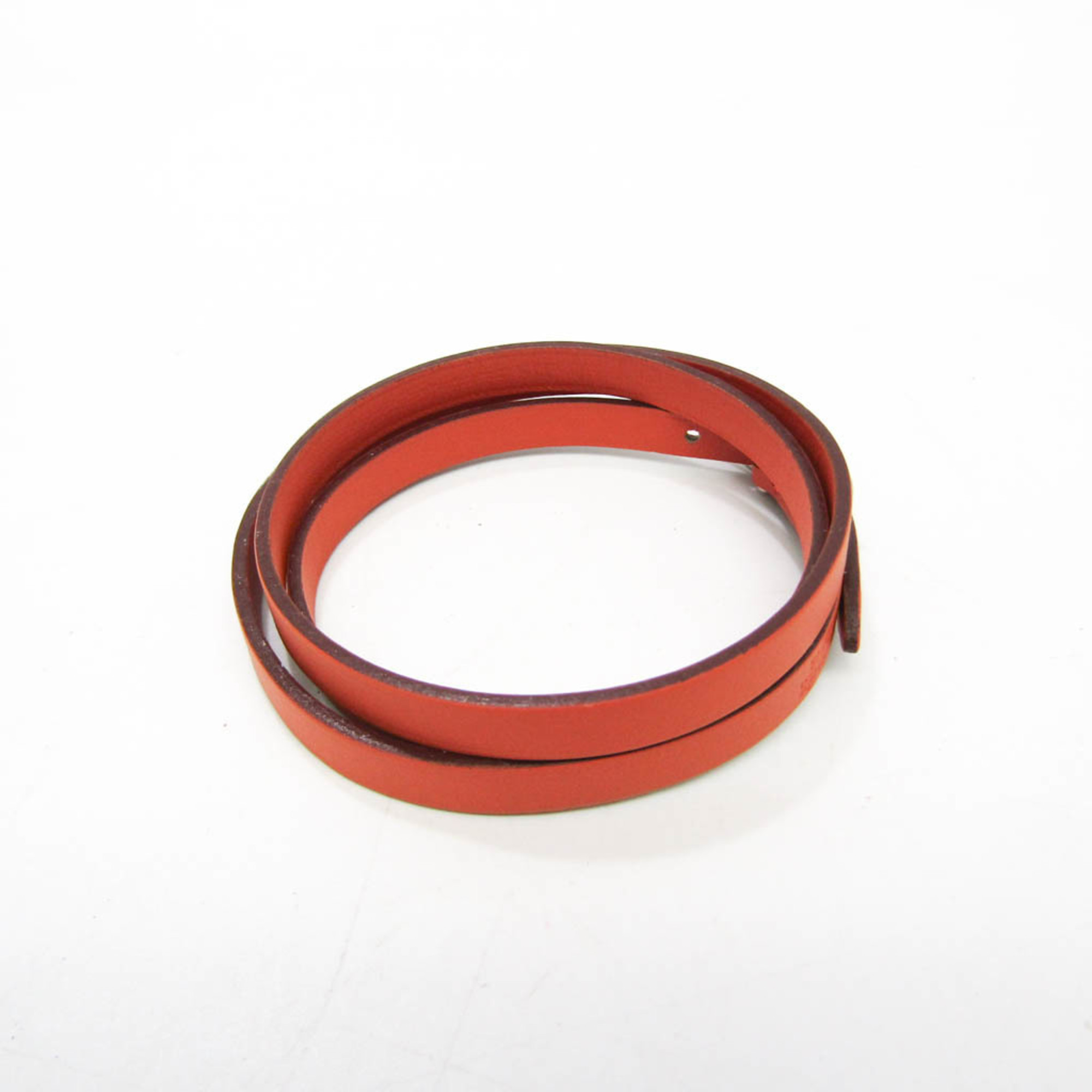 Hermes Hapi Choker Leather,Metal Bangle Orange,Silver