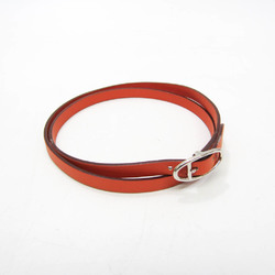 Hermes Hapi Choker Leather,Metal Bangle Orange,Silver