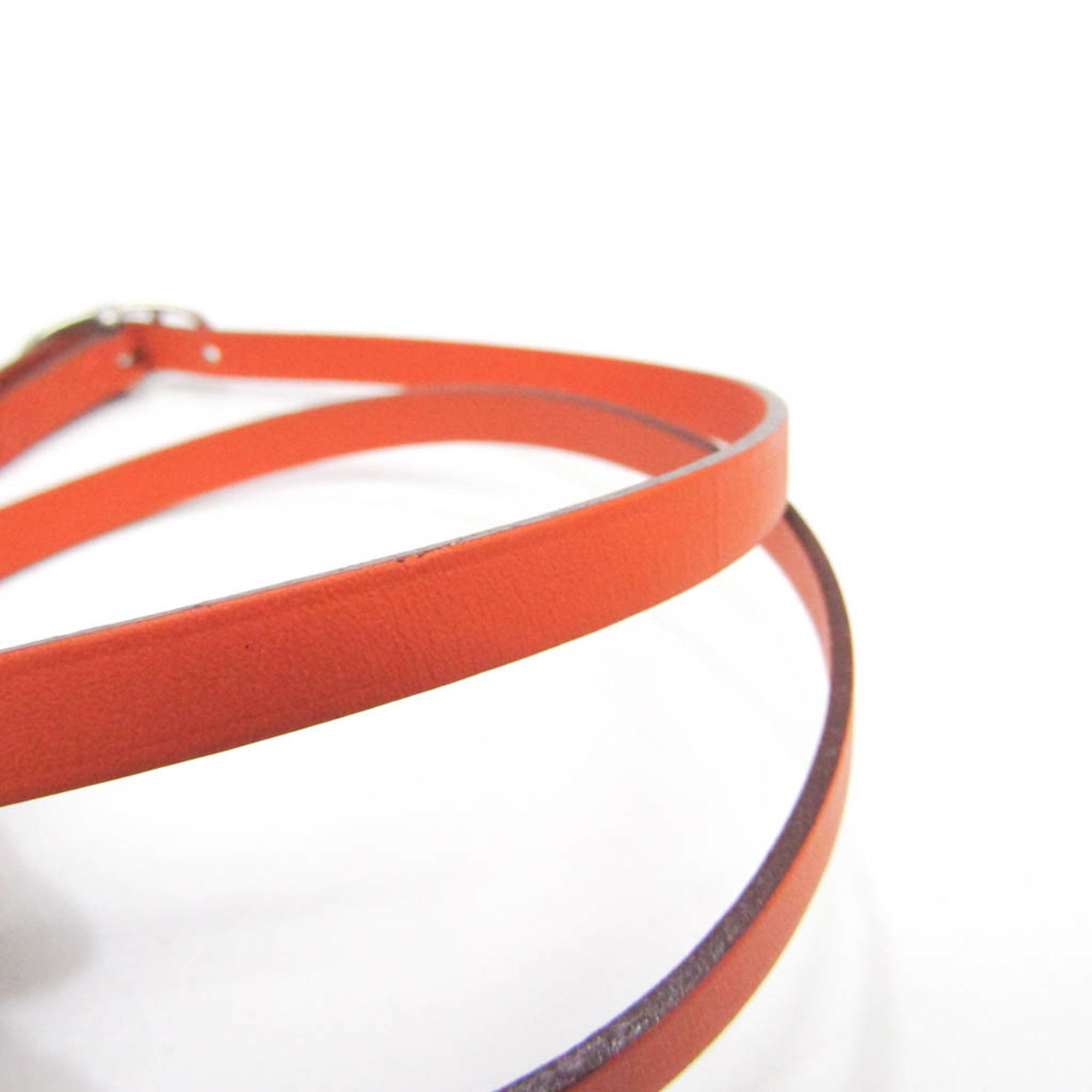 Hermes Hapi Choker Leather,Metal Bangle Orange,Silver