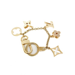 Louis Vuitton Bag Charm Chain Fleur De Monogram M65111 Keyring (Cream,Gold)