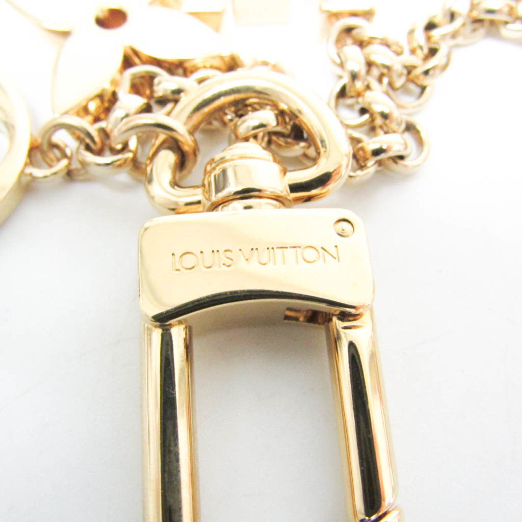 Louis Vuitton Bag Charm Chain Fleur De Monogram M65111 Keyring (Cream,Gold)