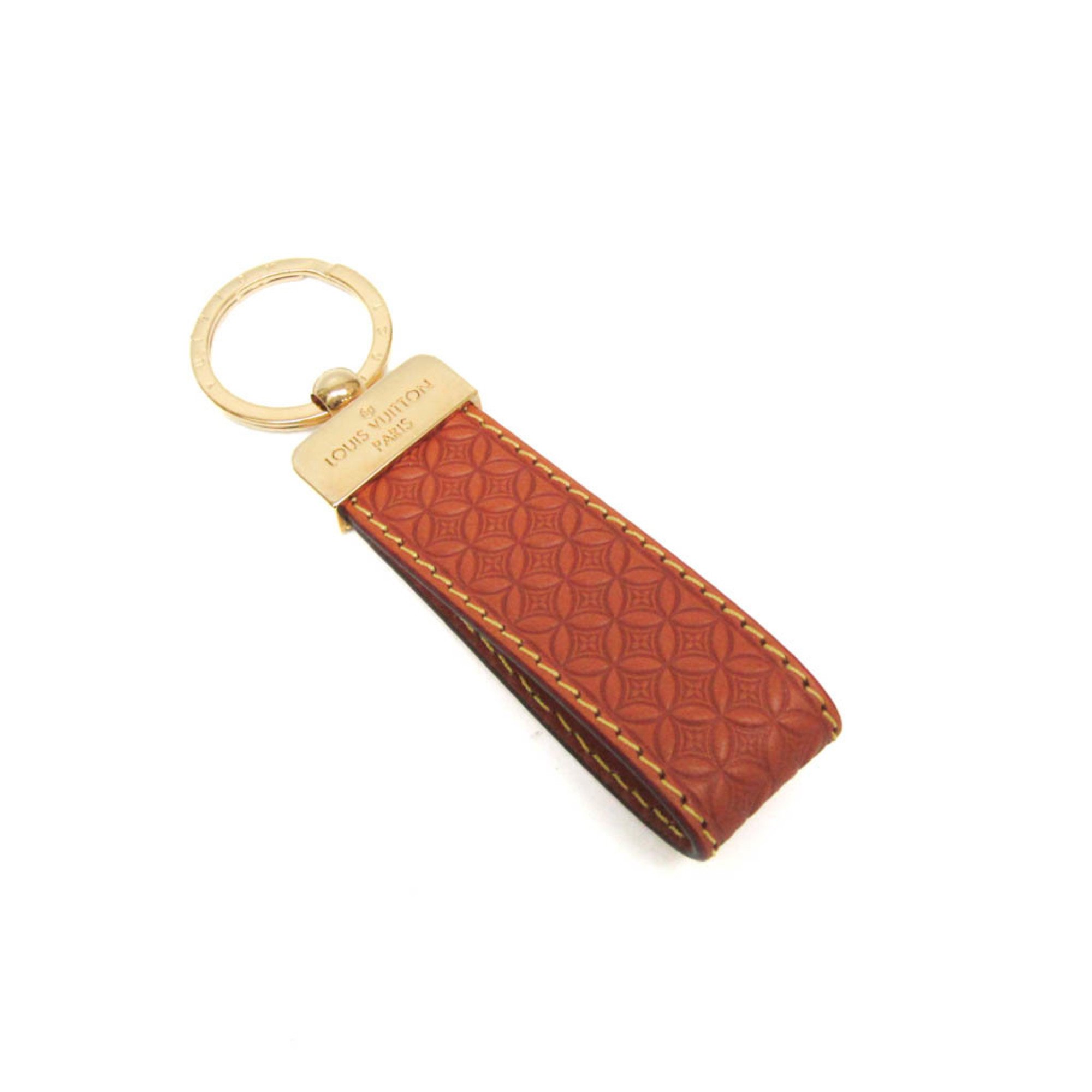 Louis Vuitton Porto Cle Dragonne Monogram Flower M66785 Keyring (Brown,Gold)