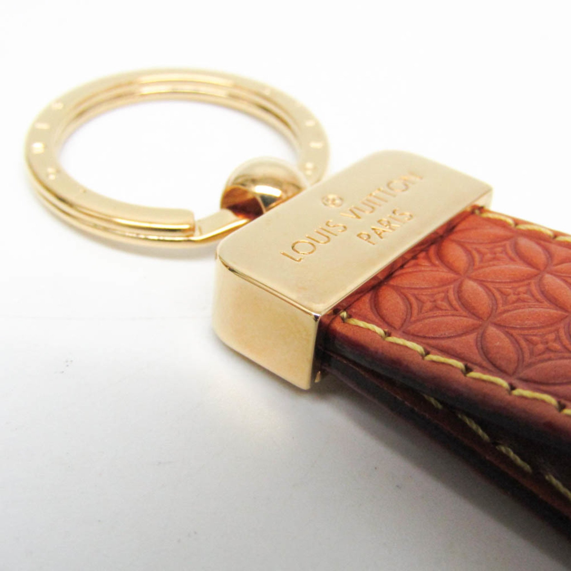 Louis Vuitton Porto Cle Dragonne Monogram Flower M66785 Keyring (Brown,Gold)