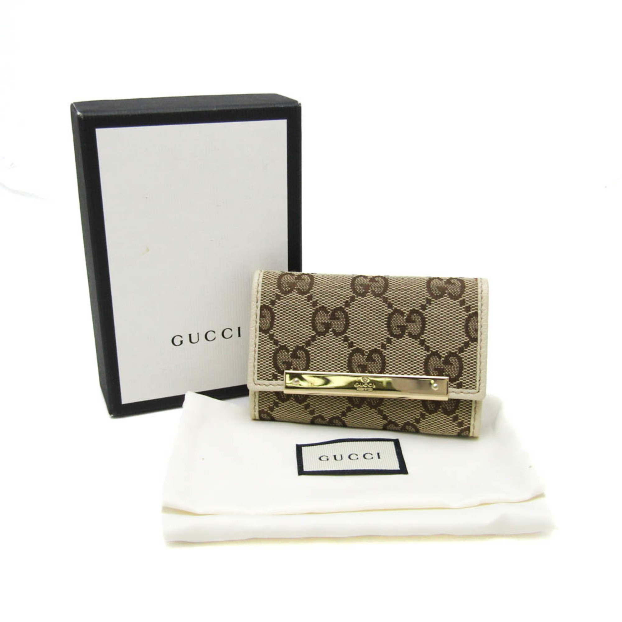 Gucci 127048 Men,Women GG Canvas Leather Key Case Beige,Brown,Off-white