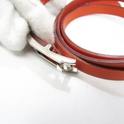 Hermes Choker Leather,Metal Bangle Orange,Silver