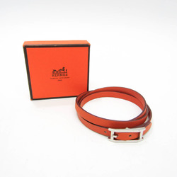 Hermes Choker Leather,Metal Bangle Orange,Silver