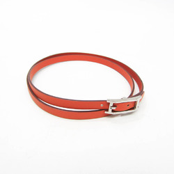 Hermes Choker Leather,Metal Bangle Orange,Silver