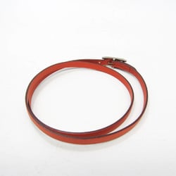 Hermes Choker Leather,Metal Bangle Orange,Silver