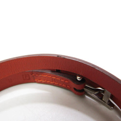 Hermes Choker Leather,Metal Bangle Orange,Silver