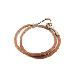 Hermes Jumbo Choker Leather,Metal Bangle Brown,Silver