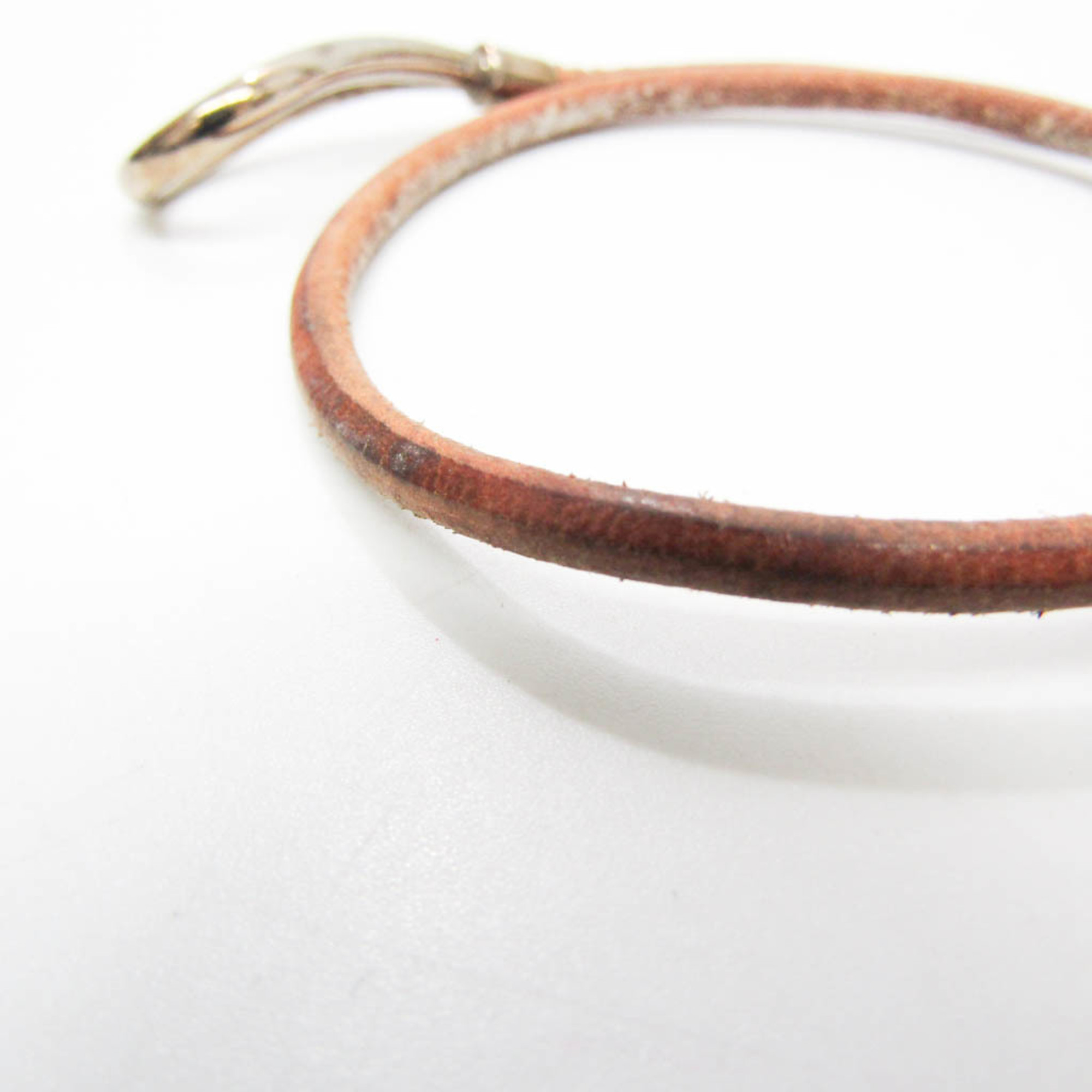 Hermes Jumbo Choker Leather,Metal Bangle Brown,Silver