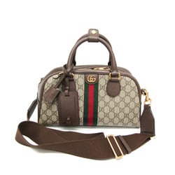Gucci Ophidia 724575 Women's GG Supreme,Leather Handbag,Shoulder Bag Beige,Dark Brown