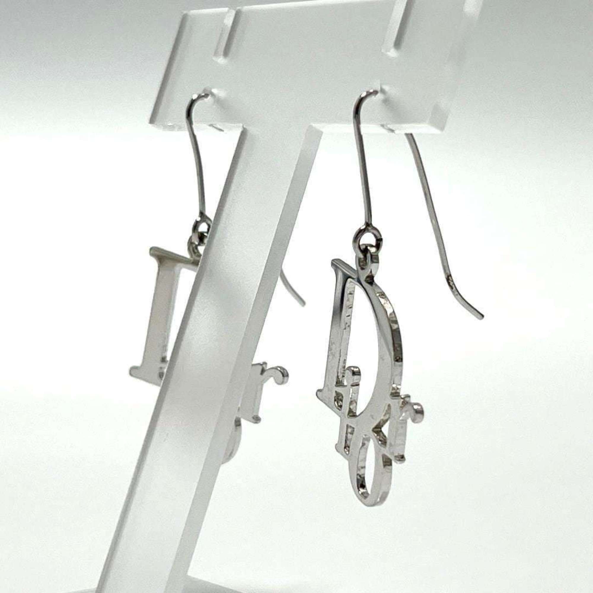 Christian Dior Women's Hook Earrings Logo Silver