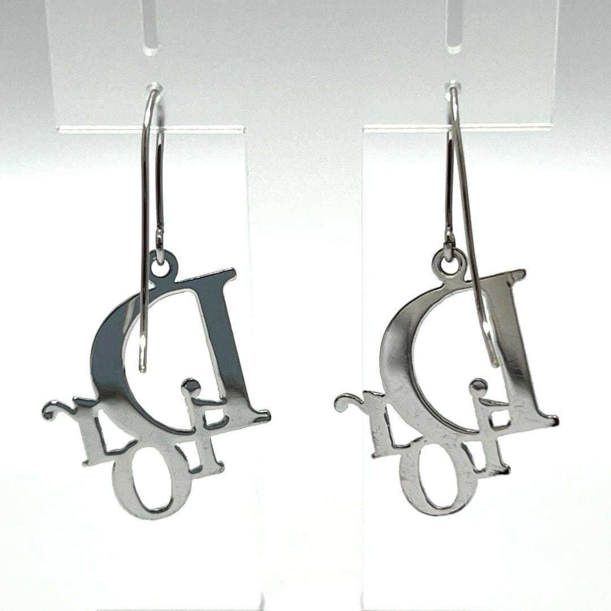 Christian Dior Women's Hook Earrings Logo Silver