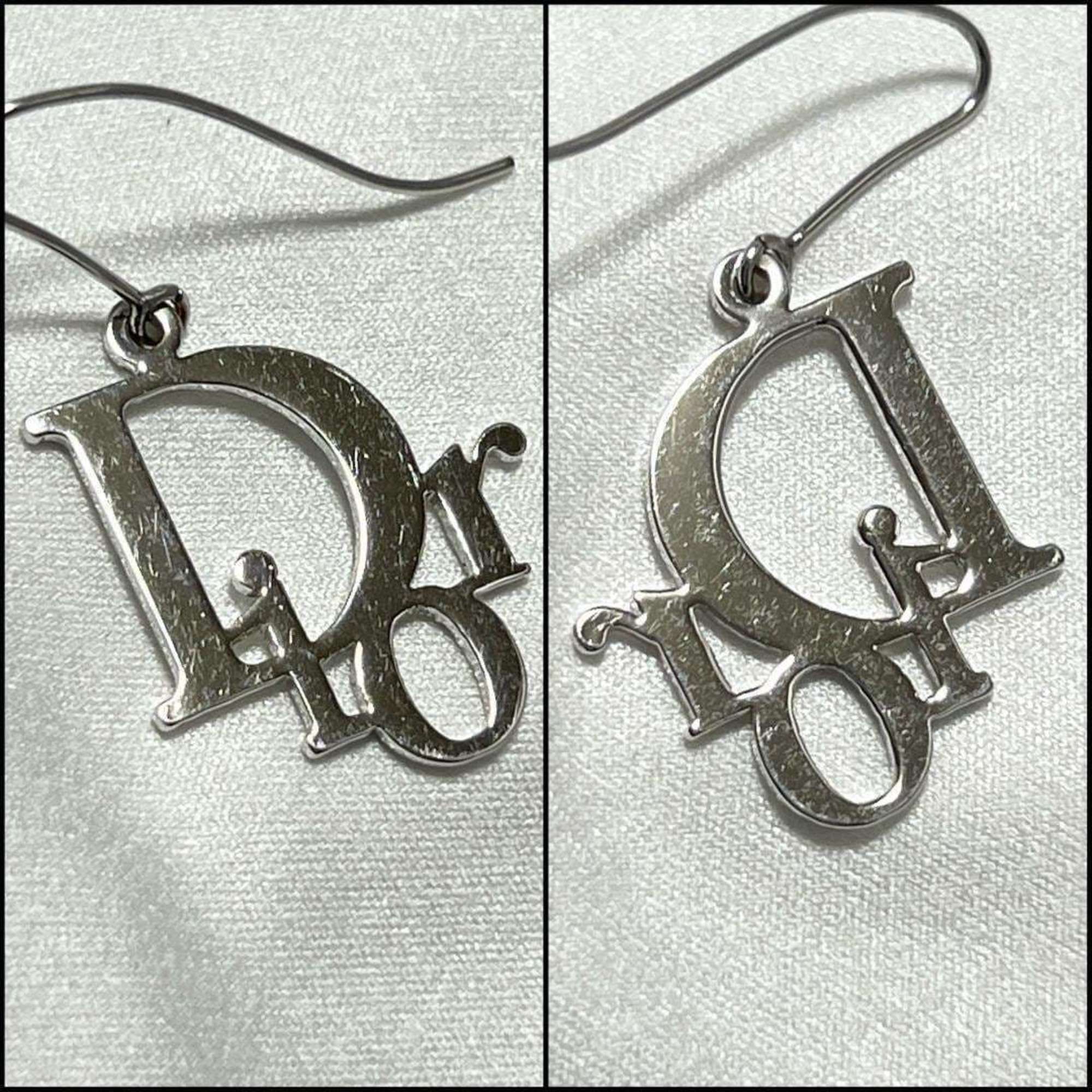 Christian Dior Women's Hook Earrings Logo Silver