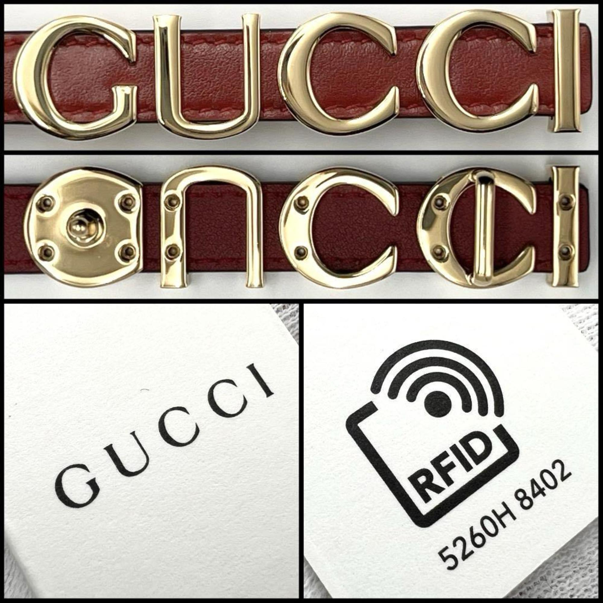 GUCCI Women's Buckle Slim Belt Leather Red