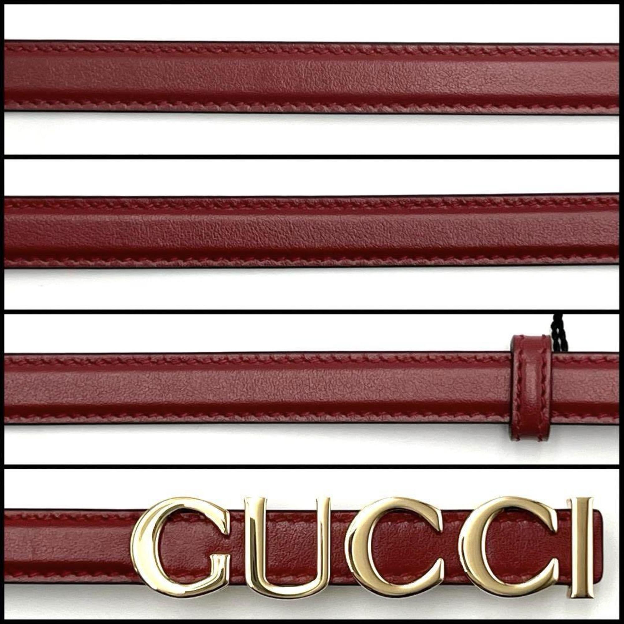 GUCCI Women's Buckle Slim Belt Leather Red